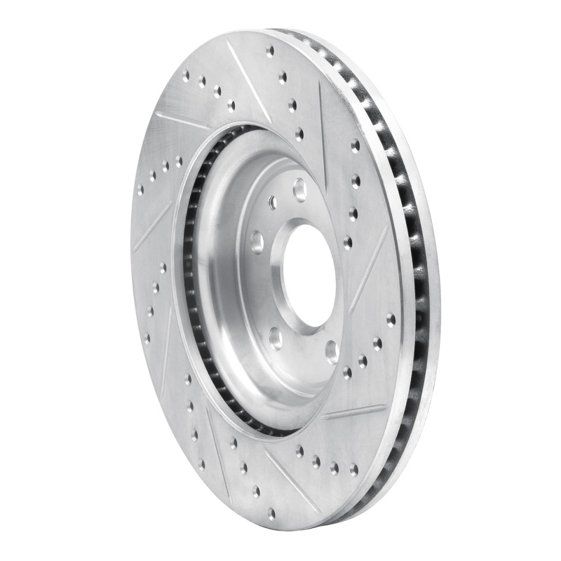 Ford Explorer Brake Rotor (1) - Front Left - R1 Concepts - Drilled & Slotted - Silver - `11-`19